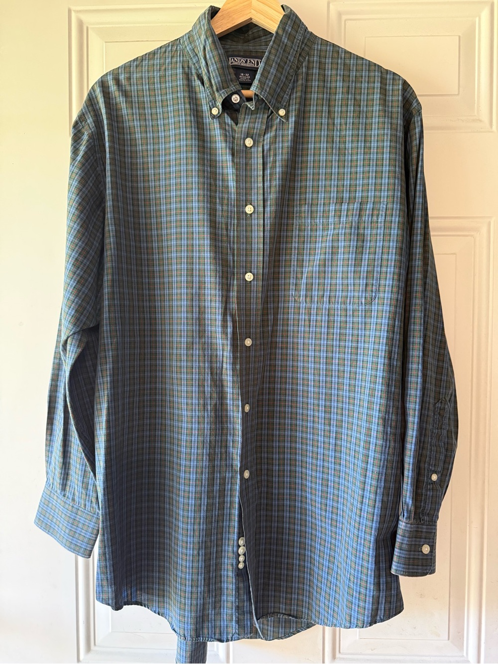🔥🔥5/$25 Men’s Cotton Blue Plaid Button Down Shirt 16-32